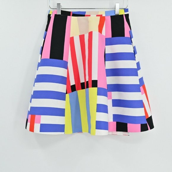 KATE SPADE Womens Sz 2 Go Fly A Kite Skirt Pink Black Blue Yellow Fit and Flare - Picture 5 of 10